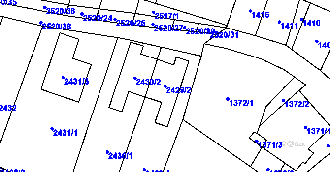 Parcela st. 2429/2 v KÚ Podivín, Katastrální mapa