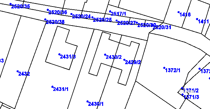 Parcela st. 2430/2 v KÚ Podivín, Katastrální mapa