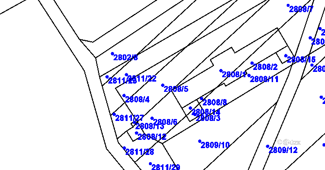 Parcela st. 2808/5 v KÚ Podivín, Katastrální mapa