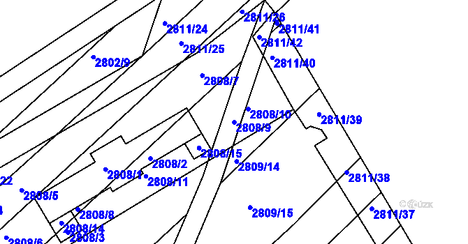 Parcela st. 2808/9 v KÚ Podivín, Katastrální mapa