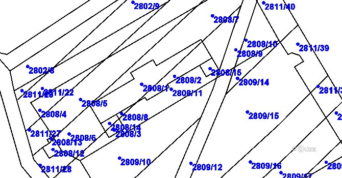 Parcela st. 2808/11 v KÚ Podivín, Katastrální mapa