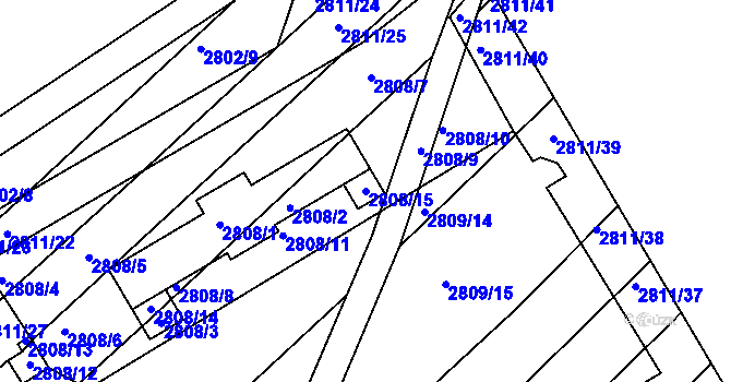 Parcela st. 2808/15 v KÚ Podivín, Katastrální mapa