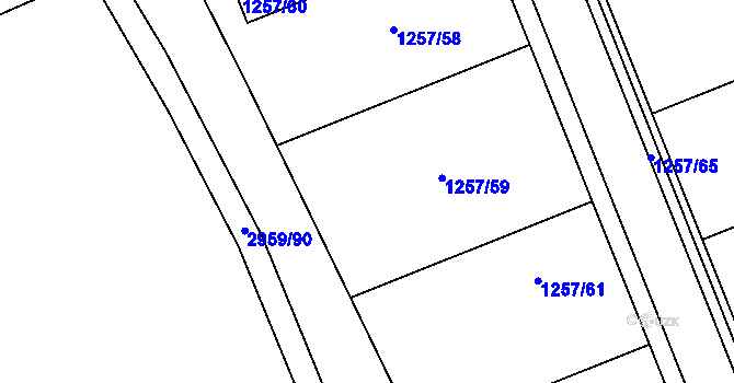 Parcela st. 1257/39 v KÚ Podivín, Katastrální mapa