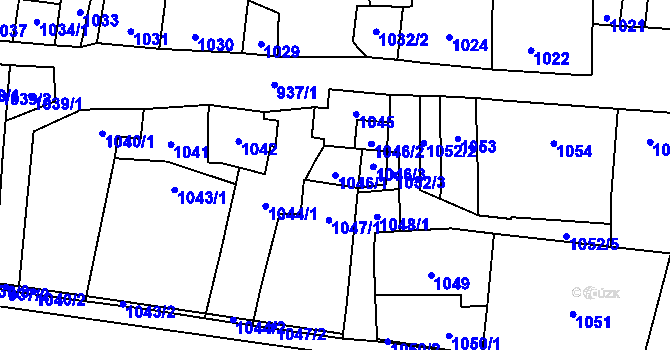 Parcela st. 1046/1 v KÚ Podivín, Katastrální mapa