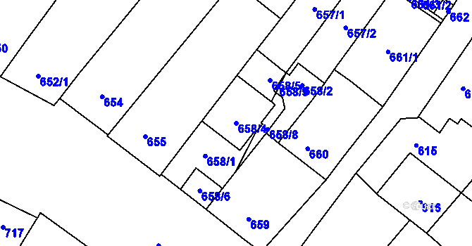Parcela st. 658/4 v KÚ Podivín, Katastrální mapa