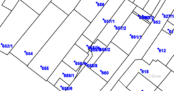 Parcela st. 658/5 v KÚ Podivín, Katastrální mapa