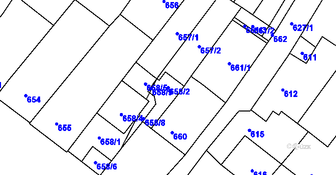 Parcela st. 658/2 v KÚ Podivín, Katastrální mapa