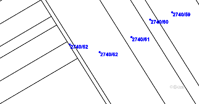 Parcela st. 2740/62 v KÚ Podivín, Katastrální mapa