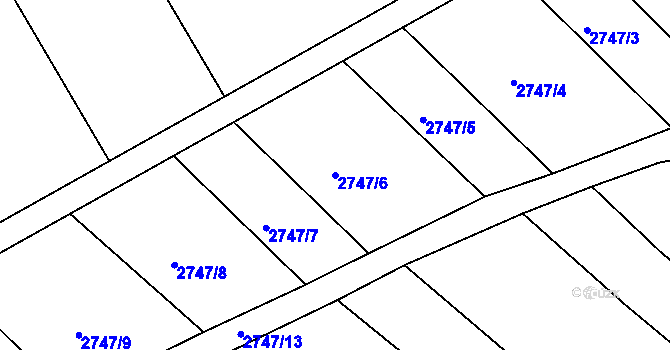 Parcela st. 2747/6 v KÚ Podivín, Katastrální mapa