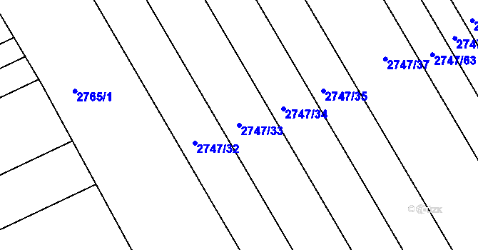 Parcela st. 2747/33 v KÚ Podivín, Katastrální mapa