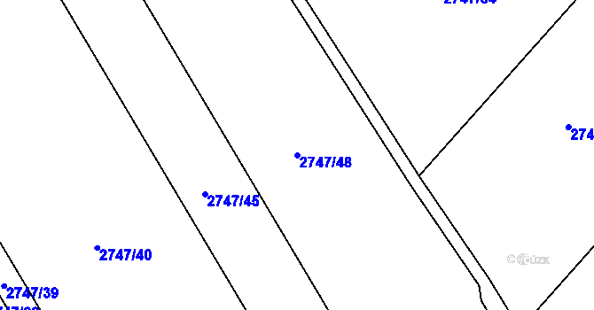 Parcela st. 2747/48 v KÚ Podivín, Katastrální mapa