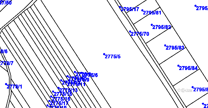 Parcela st. 2775/5 v KÚ Podivín, Katastrální mapa