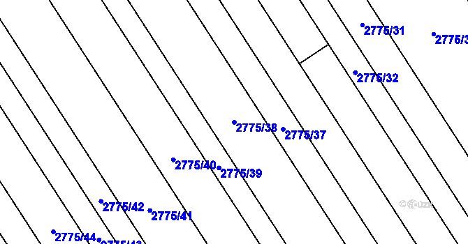 Parcela st. 2775/38 v KÚ Podivín, Katastrální mapa