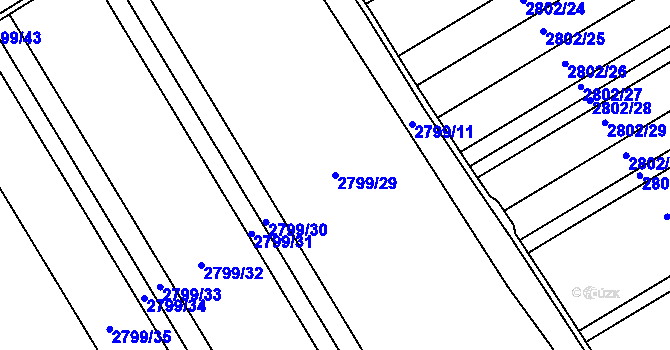 Parcela st. 2799/29 v KÚ Podivín, Katastrální mapa