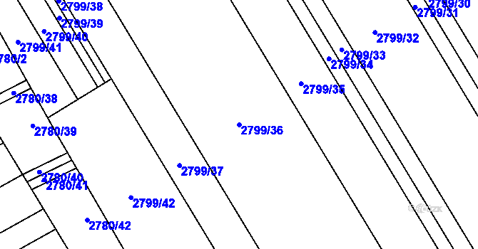 Parcela st. 2799/36 v KÚ Podivín, Katastrální mapa