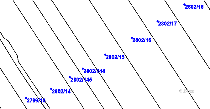 Parcela st. 2802/15 v KÚ Podivín, Katastrální mapa
