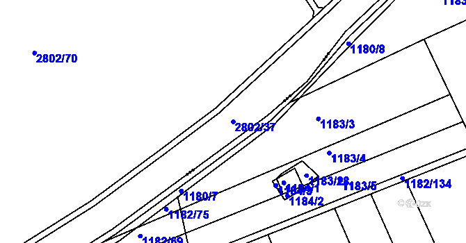Parcela st. 2802/37 v KÚ Podivín, Katastrální mapa