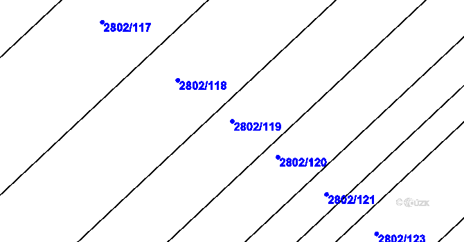 Parcela st. 2802/119 v KÚ Podivín, Katastrální mapa