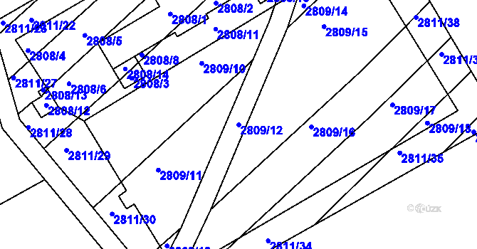 Parcela st. 2809/12 v KÚ Podivín, Katastrální mapa
