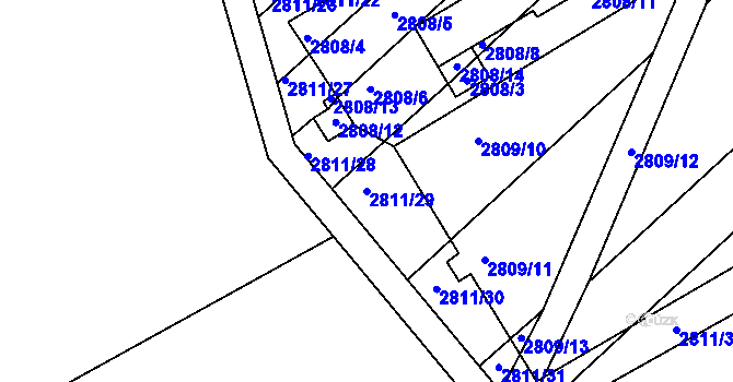 Parcela st. 2811/29 v KÚ Podivín, Katastrální mapa