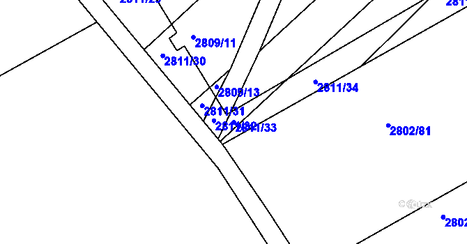 Parcela st. 2811/33 v KÚ Podivín, Katastrální mapa