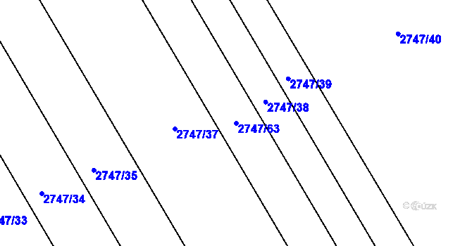 Parcela st. 2747/63 v KÚ Podivín, Katastrální mapa