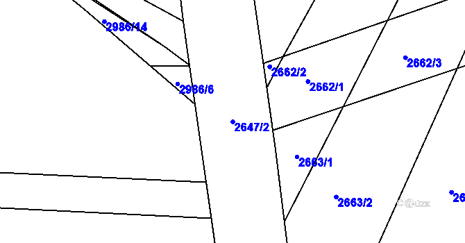 Parcela st. 2647/2 v KÚ Podivín, Katastrální mapa