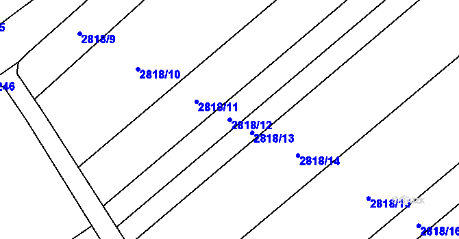 Parcela st. 2818/12 v KÚ Podivín, Katastrální mapa