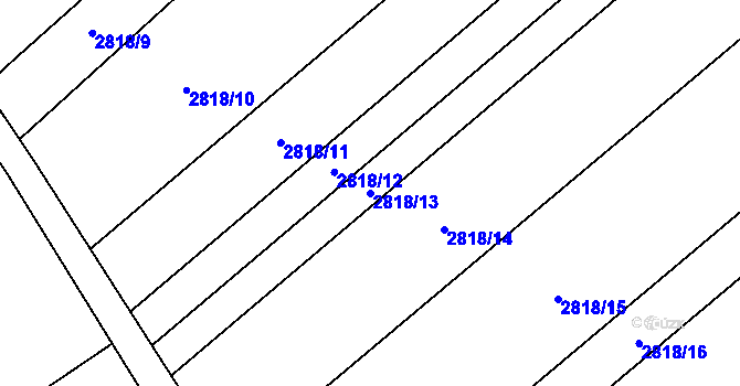 Parcela st. 2818/13 v KÚ Podivín, Katastrální mapa