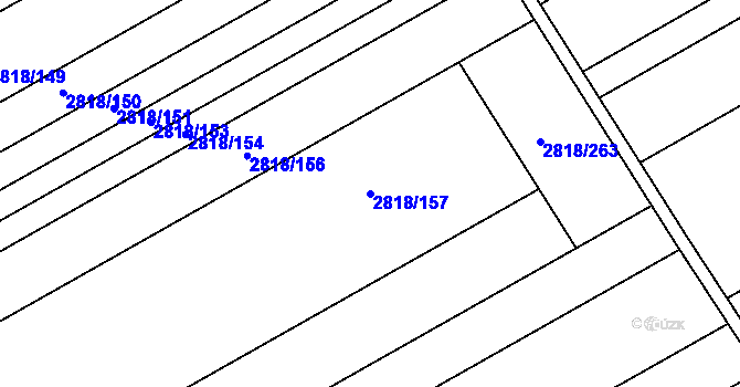Parcela st. 2818/157 v KÚ Podivín, Katastrální mapa
