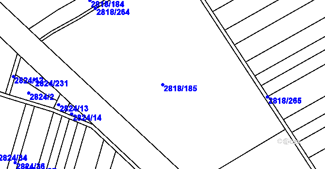 Parcela st. 2818/185 v KÚ Podivín, Katastrální mapa