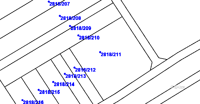 Parcela st. 2818/211 v KÚ Podivín, Katastrální mapa