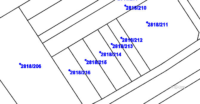 Parcela st. 2818/214 v KÚ Podivín, Katastrální mapa