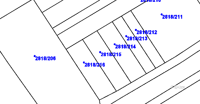 Parcela st. 2818/215 v KÚ Podivín, Katastrální mapa