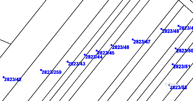 Parcela st. 2823/45 v KÚ Podivín, Katastrální mapa