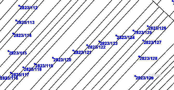Parcela st. 2823/122 v KÚ Podivín, Katastrální mapa