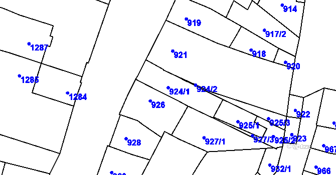 Parcela st. 924/1 v KÚ Podivín, Katastrální mapa