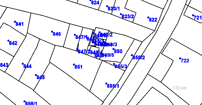 Parcela st. 849/5 v KÚ Podivín, Katastrální mapa
