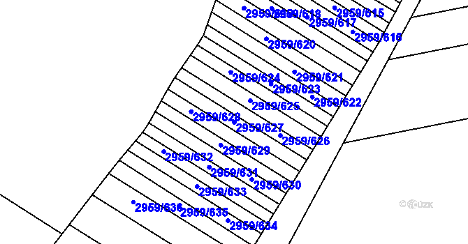 Parcela st. 2959/627 v KÚ Podivín, Katastrální mapa