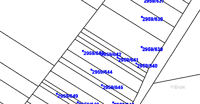 Parcela st. 2959/642 v KÚ Podivín, Katastrální mapa