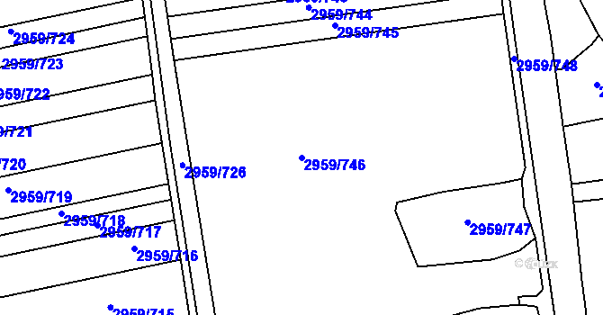Parcela st. 2959/746 v KÚ Podivín, Katastrální mapa