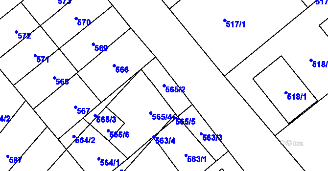 Parcela st. 565/2 v KÚ Podivín, Katastrální mapa