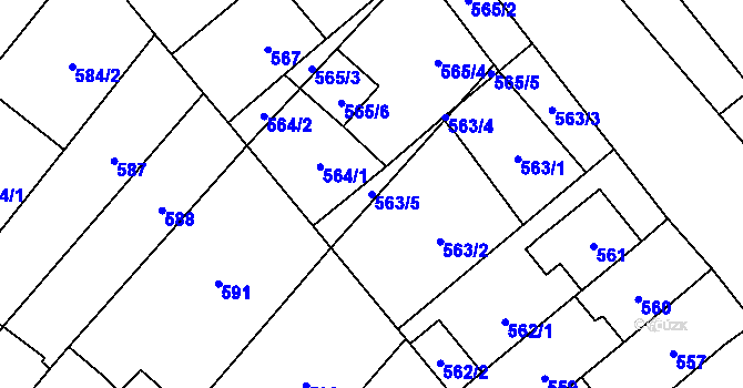 Parcela st. 563/5 v KÚ Podivín, Katastrální mapa