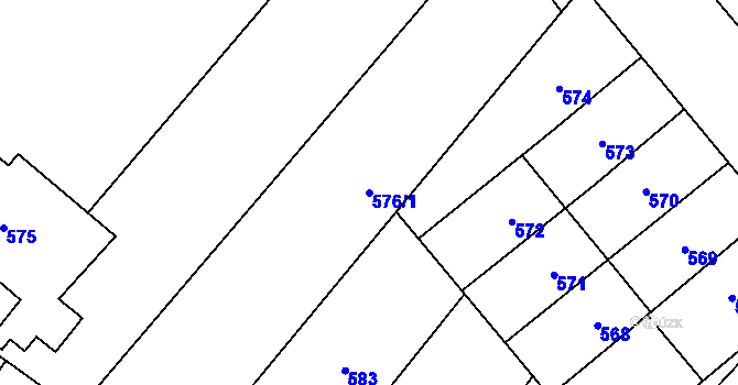 Parcela st. 576/1 v KÚ Podivín, Katastrální mapa