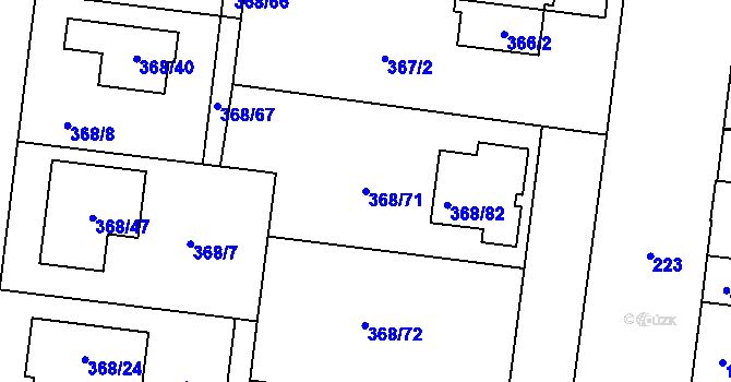 Parcela st. 368/71 v KÚ Podivín, Katastrální mapa