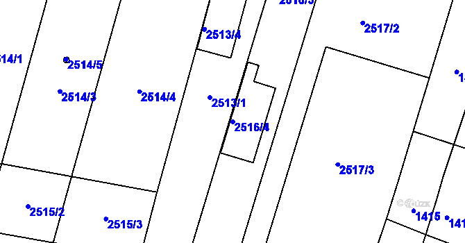 Parcela st. 2516/4 v KÚ Podivín, Katastrální mapa