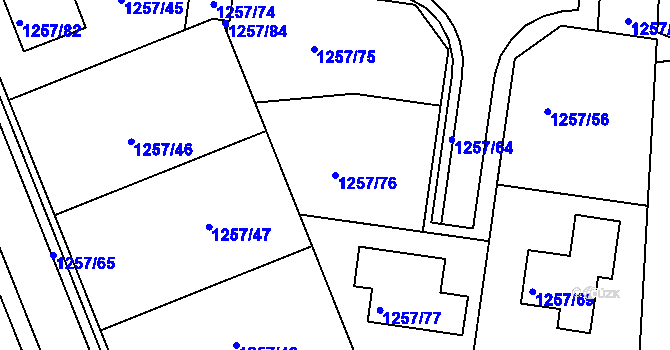Parcela st. 1257/76 v KÚ Podivín, Katastrální mapa