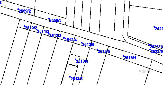Parcela st. 2513/6 v KÚ Podivín, Katastrální mapa