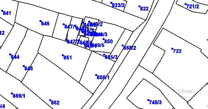 Parcela st. 855/3 v KÚ Podivín, Katastrální mapa