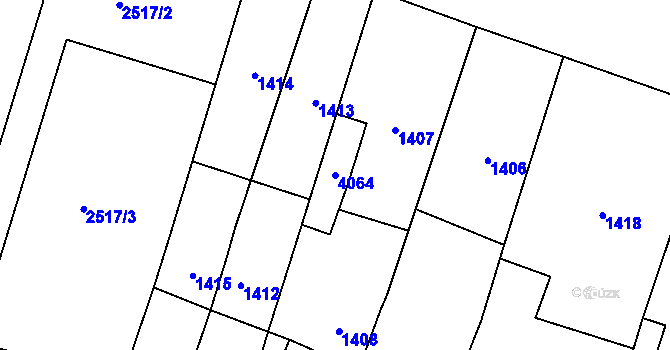 Parcela st. 4064 v KÚ Podivín, Katastrální mapa